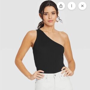 Women’s Black A New Day Slim Fit One-Shoulder Tank Top Small S